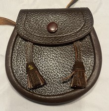 Vintage Kids Scottish Leather Sporran Pouch Youth Made Scotland - Goes w/ Kilt