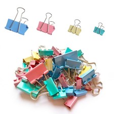40Pack Colorful Binder Clips, Assorted Sizes 4 Sizes Metal Paper Clips, Stron