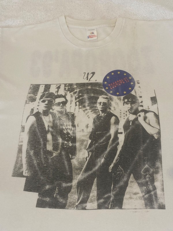 Authentic Vintage 1993 U2 Zooropa Tour Concert Band White T-shirt men's XL
