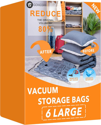 6 Large Vacuum Storage Bags,Plastic Packaging Bags,Space Saver Sealer Compressio