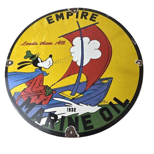 Vintage Empire Motor Oil Sign - Gas Service Station Pump Porcelain Sign