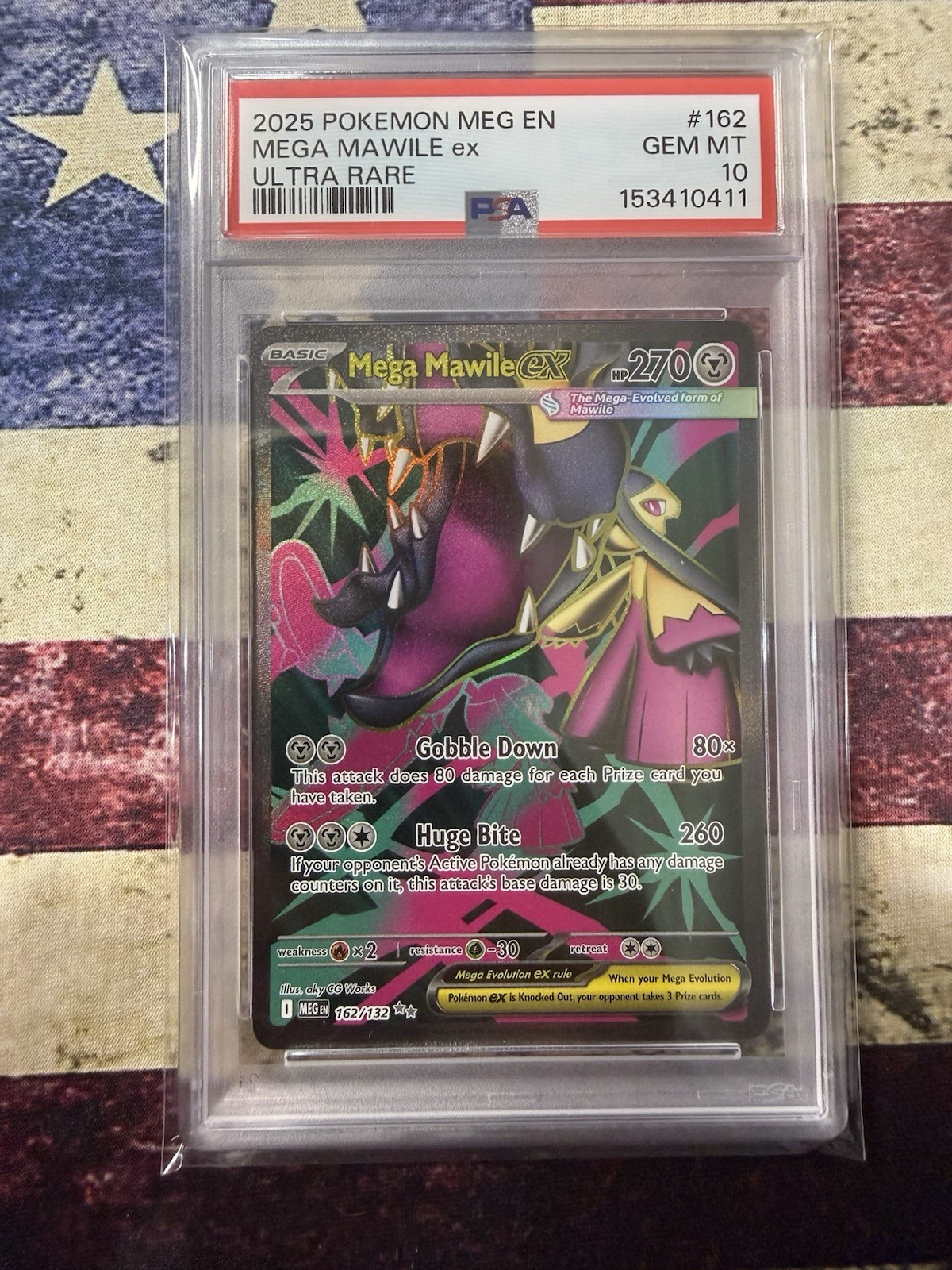 2025 Mega Evolution Pokemon Mega Mawile Ex 162/132 Ultra Rare PSA 10 GEM MT