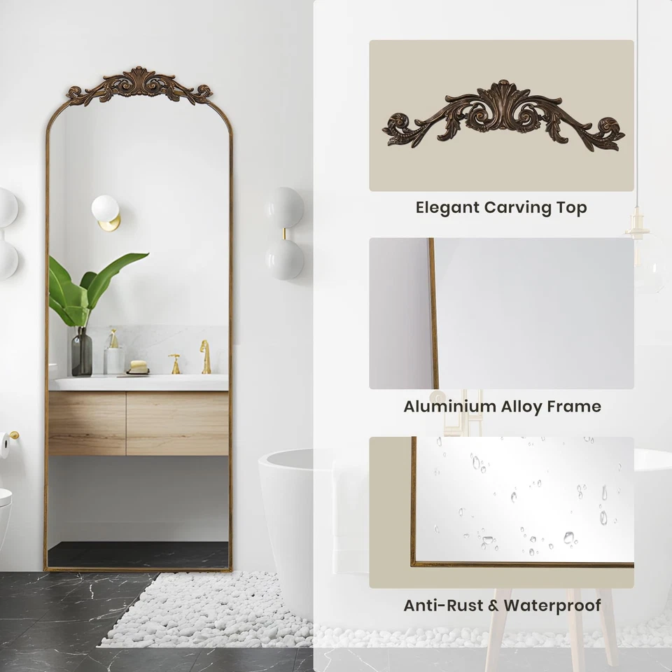 Espejo de piso de filigrana 18"x58" espejo de longitud completa independiente con vintage o... Foto 3 de 4