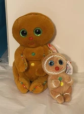 TY Beanie Bellies Crispin & Beanie Clip Keychain Cookie Gingerbread Man