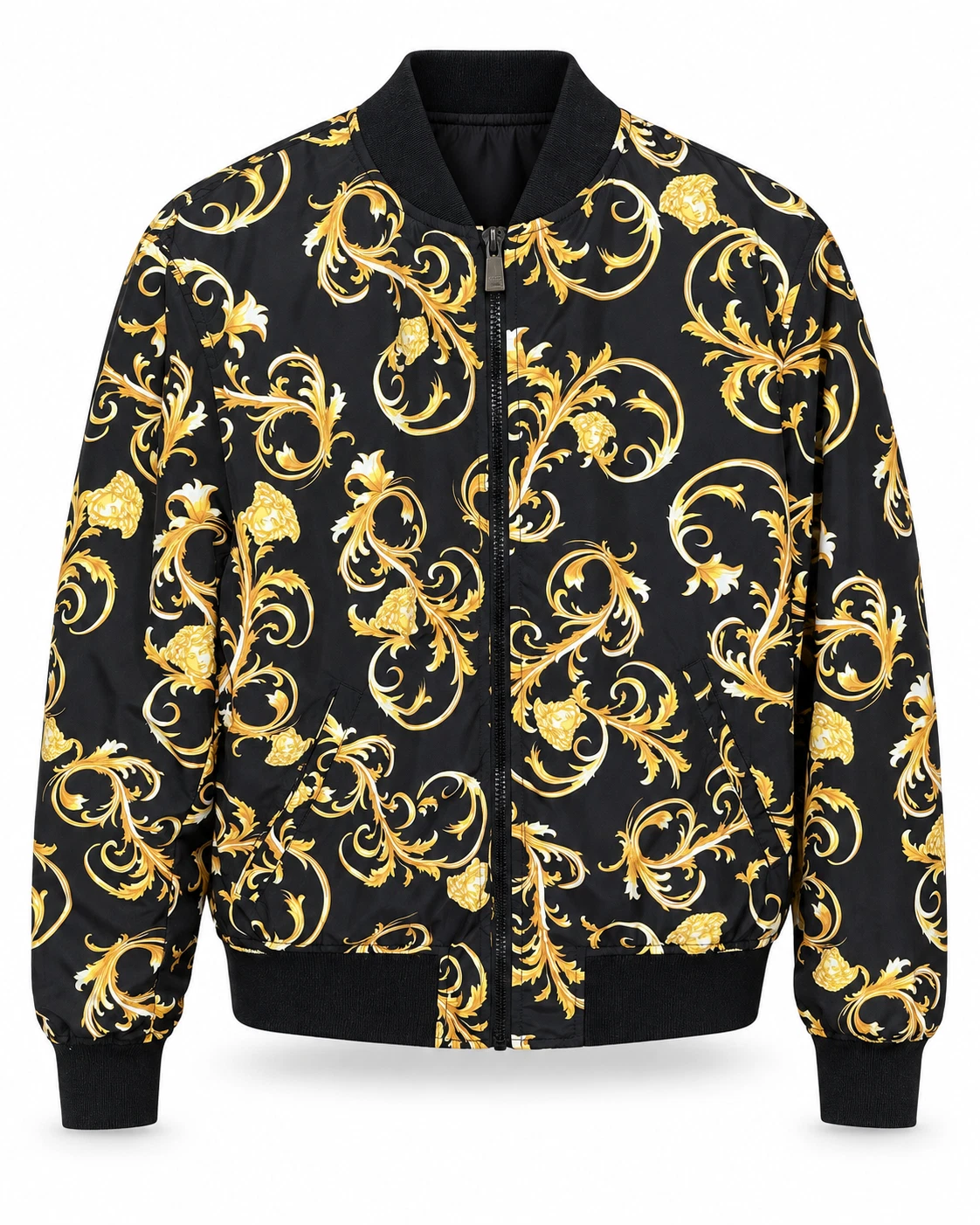 NWT Versace Reversible Baroque Medusa Bomber Jacket Black Gold Authentic $2050 - product detail image 1