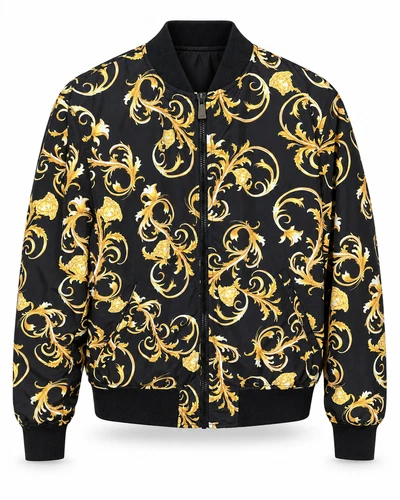 NWT Versace Reversible Baroque Medusa Bomber Jacket Black Gold Authentic $2050 - product listing photo