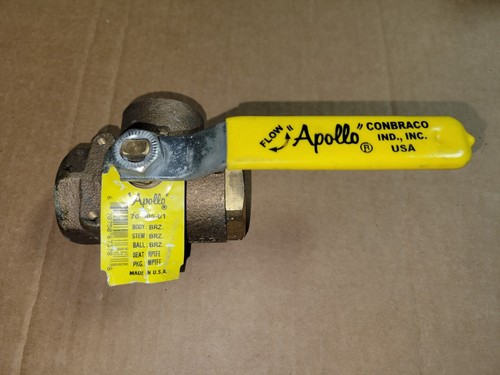 APOLLO 70-605-01 Manual 3-Way Ball Valve, 1" NPT, Bronze, No Box