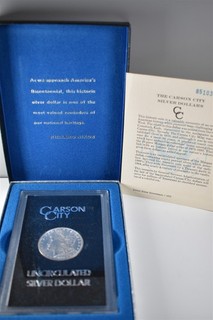 1885 CARSON CITY 1885 CC UNCIRCULATED SILVER MORGAN DOLLAR IN SEALED PACK w/ COA