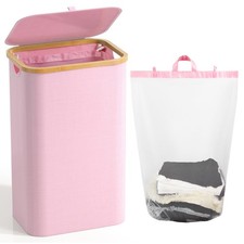 Bathola Laundry Hamper with Lid, Laundry Basket with Removable Bag, Pink 10...