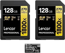 Lexar 128GB Professional 1800x UHS-II SDXC Memory Card 270MB/s, Gold Series,...