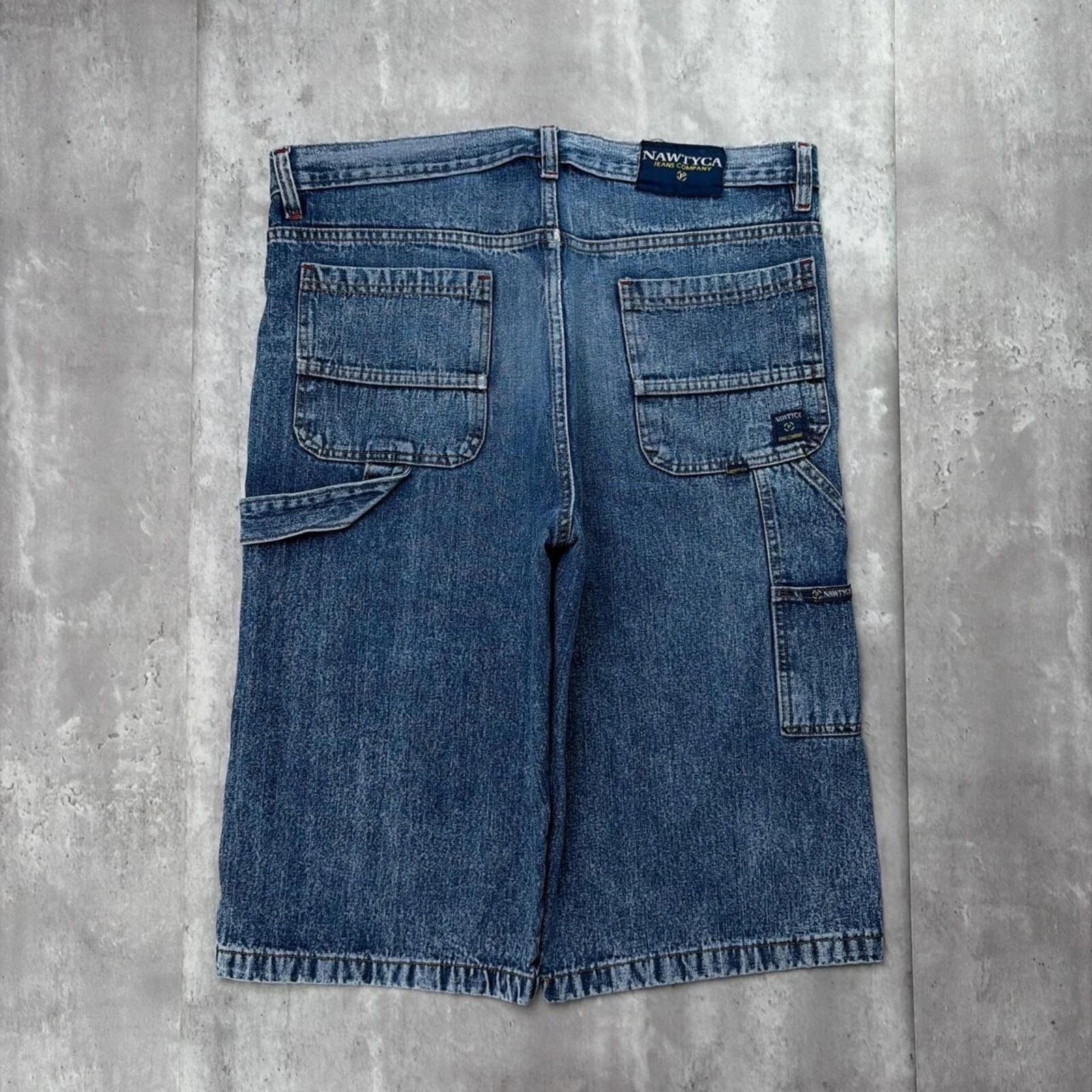 Y2K Blue Nawtyca Jeans Company Grunge Baggy Carpenter Skater Denim Jorts