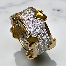 Tiffany & Co Schlumberger 18K Platinum Wide Pave Diamond Heart Band Ring Sz 6.75