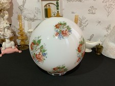 Floral Milk Opaline Glass Globe Ceiling Pendant Gallery Shade Vintage VGC