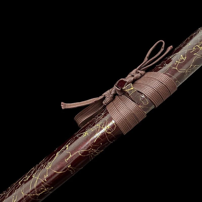 Espada Katana Samurai con Soporte - Vaina Crackle Marrón y Dorado, Acero 1095 Foto 3 de 4