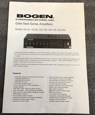 BOGEN Gold Seal Series (GS 35, 60, 100, 150, 250) Amplifiers Manual, 1997
