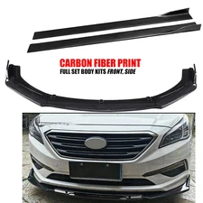 For Hyundai Sonata Front Bumper Lip Splitter + Side Skirt Carbon Extensions