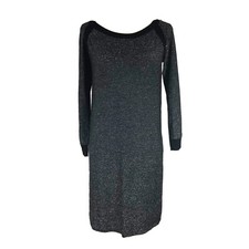 BB Dakota Metallic Knit Sweater Dress Long Sleeves Black Sz S