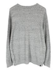 Denahm Sweater Men Large Waffle Knit Gray Melange Crew Neck Sweater