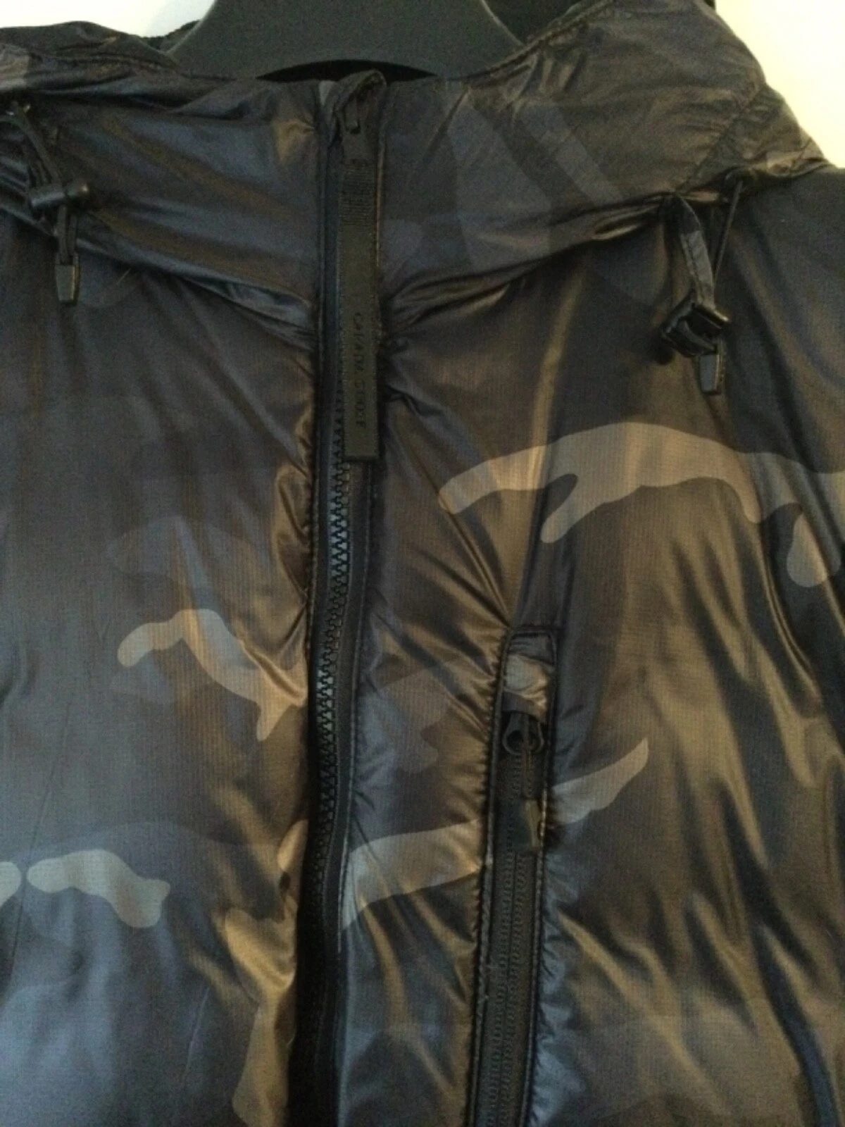 Canada Goose Black Down Camo Lodge Hoody Jacket Uomo XL NUOVO Piumino