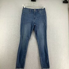 Hollister Womens Regular Fit Curvy Mid Rise Denim Blue Skinny Jeans Size 11R