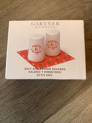 Gartner Studios Merry & Bright, Salt & Pepper Shakers, New Opened Box. Christmas