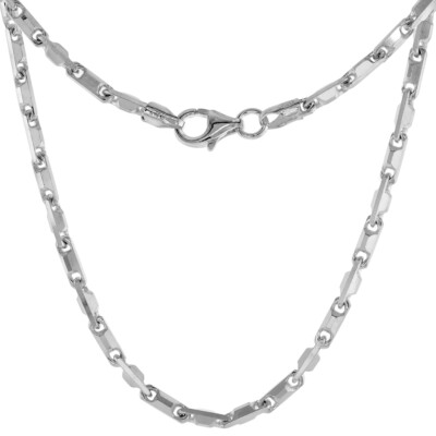 925 Sterlingsilber abgeschrägte Kanten italienische Baht Kette Halskette 2,5 mm 7'' bis 30''