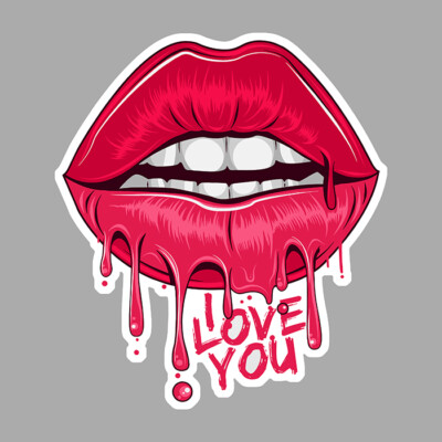 I LOVE YOU AMOUR LEVRES BOUCHE GLOSS ROSE AUTOCOLLANT STICKER AUTO LA209
