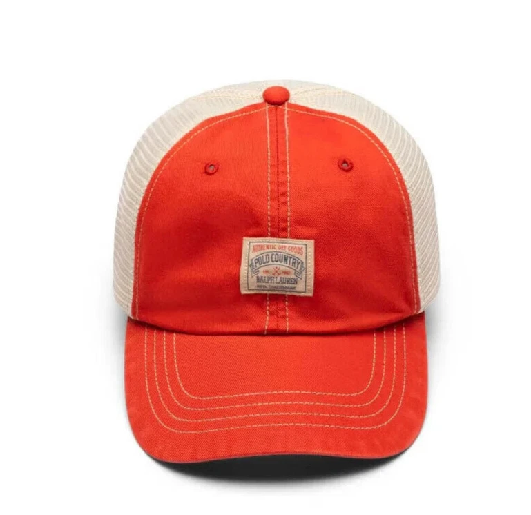 Polo Ralph Lauren Men's COTTON TWILL CLASSIC TRUCKER HAT, Orange, One Size