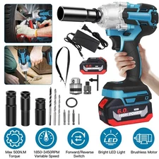 1/2" Cordless Electric Impact Wrench Screwdriver Driver 2 Batteries & Charger