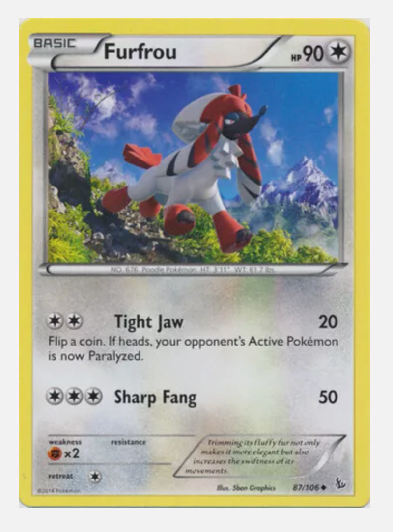 Pokemon - Flashfire - Furfrou - 87/106 - Uncommon - Reverse Holo  - NM/M - New