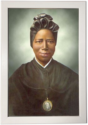 Modernes Gemälde mit Rahmen Portrait Heilige Josephine Bakhita