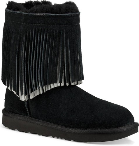 UGG bambina con frange CLASSIC SHORT II Stivali-bambino, Big Kid Nero  Taglia 4 NUOVO IN SCATOLA | eBay
