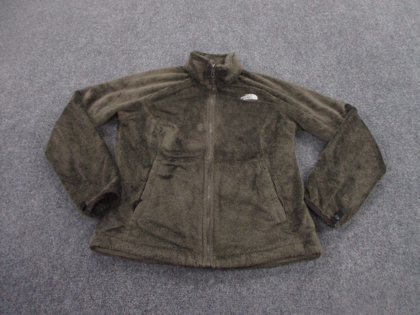 North Face Womens M Brown Fuzzy Fleece Logo Osito Jacket Coat  