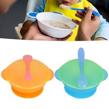 Baby Suction Bowl with Lid and Spoon Set Food Grade PP Machine Washable Baby F
