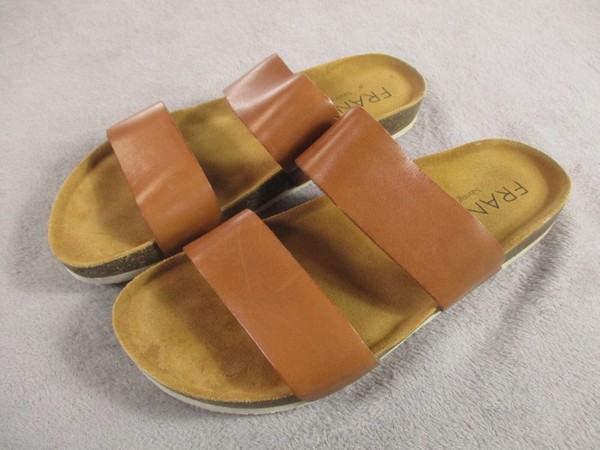 FRANKIE 4 Maria II Casual Slides Sandals Women's 8 Cognac Brown Strappy