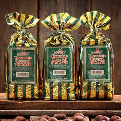 MASCOT PECAN SHELLING COMPANY Mascot Pecans Since 1955 - 3 Bags 12 Oz of Milk Chocolate Covered Georgia Pecans