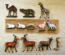 12 Vintage Collectible Animal Figures: Lead, Resin, 2 Marked