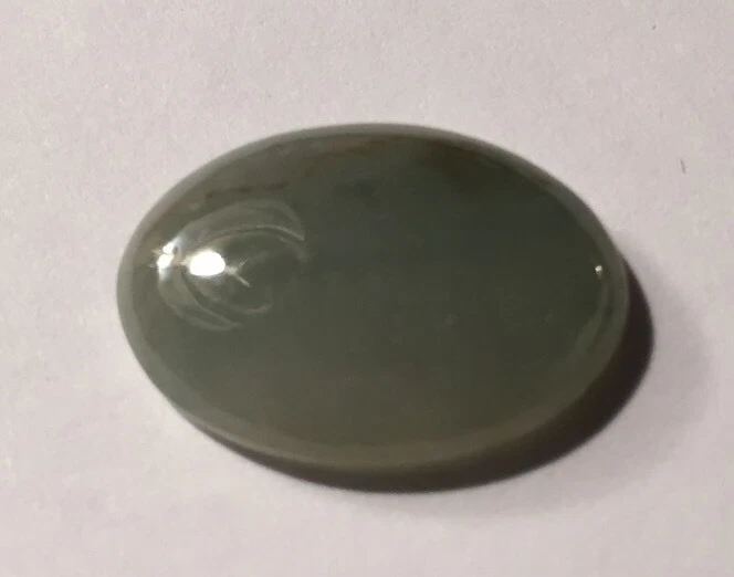 antique Japan Carved JADEITE / JADE 1 Light Translucent Green CABOCHON 21x15mm - Image 3 of 4