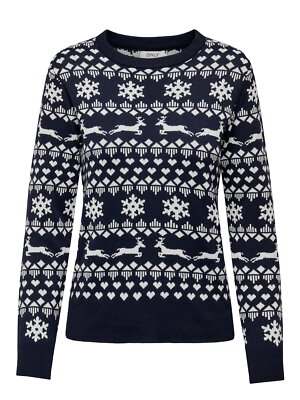 Only Damen Pullover Weihnachten Weihnachtspullover Strickpulli ONLXmas Snowflake