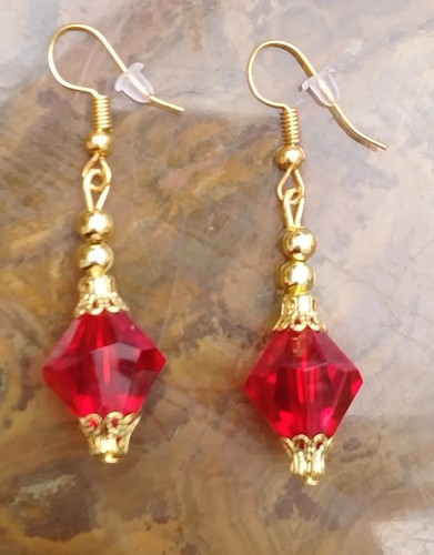 Long, Handmade Earrings, Dangle, Drop, Hook, Red, Dangly - Picture 2 of 6
