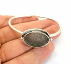 Ethnic Oval Silver Bracelet Blanks Cuff Adjustable Antique Silver Brass G7826