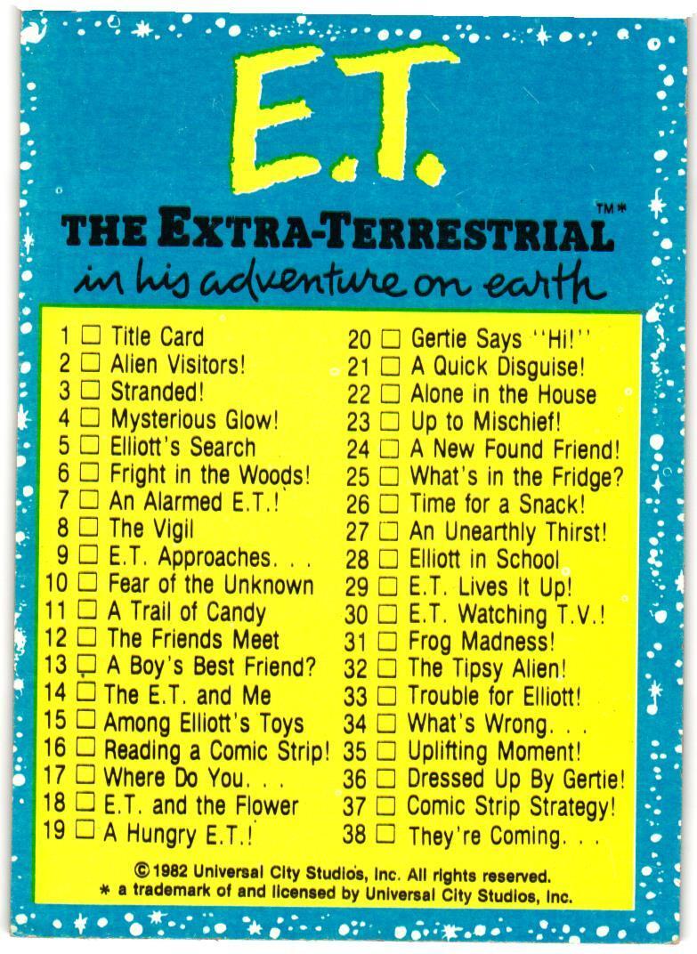 1982 Topps E.T. The Extraterrestrial - Stickers #87 Checklist
