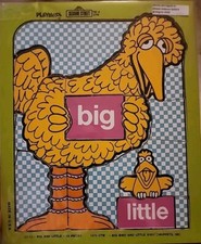 Vintage Playskool Wooden Puzzle Sesame Street Big Bird Little Bird 1973 USA
