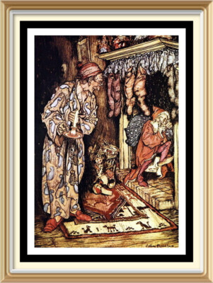 Arthur Rackham The Night Before Christmas Vintage Art Print Santa Giving A Nod
