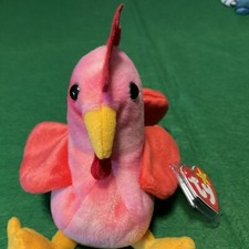 Strut the Rooster w/ Tag TY Beanie Baby Plush Toy 1996 P.V.C. Pellets Retired