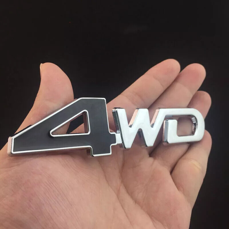 Car Exterior Accessories 3D 4WD Logo Emblem Badge Decal Sticker Black&Silver