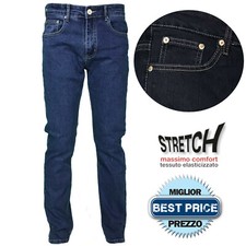Jeans Uomo Cotone 5 Tasche Regular Fit Gamba Dritta Elasticizzato Pantalone Deni