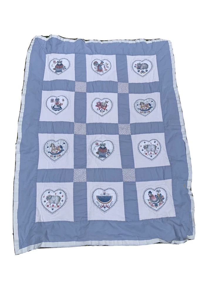 Vintage Primitive COUNTRY QUILT Amish Heart Pig Sheep Cat one of a KIND ❤️sj8j - Image 2 of 4