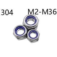 304 Stainless Steel DIN985 Nylon Insert Lock Nuts Hex Nylock Nut
