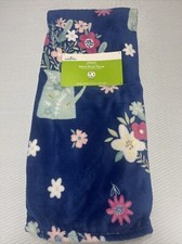 Celebrate Spring, Velvet Plush Throw, Blue Flower Vase, 50 x 60 NWT SKU A62